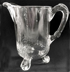 Glass Water Pitcher - Unique Strip On Neck Handle Pattern