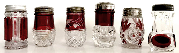 EAPG Salt and Pepper Shakers in the Paneled Sprig Pattern